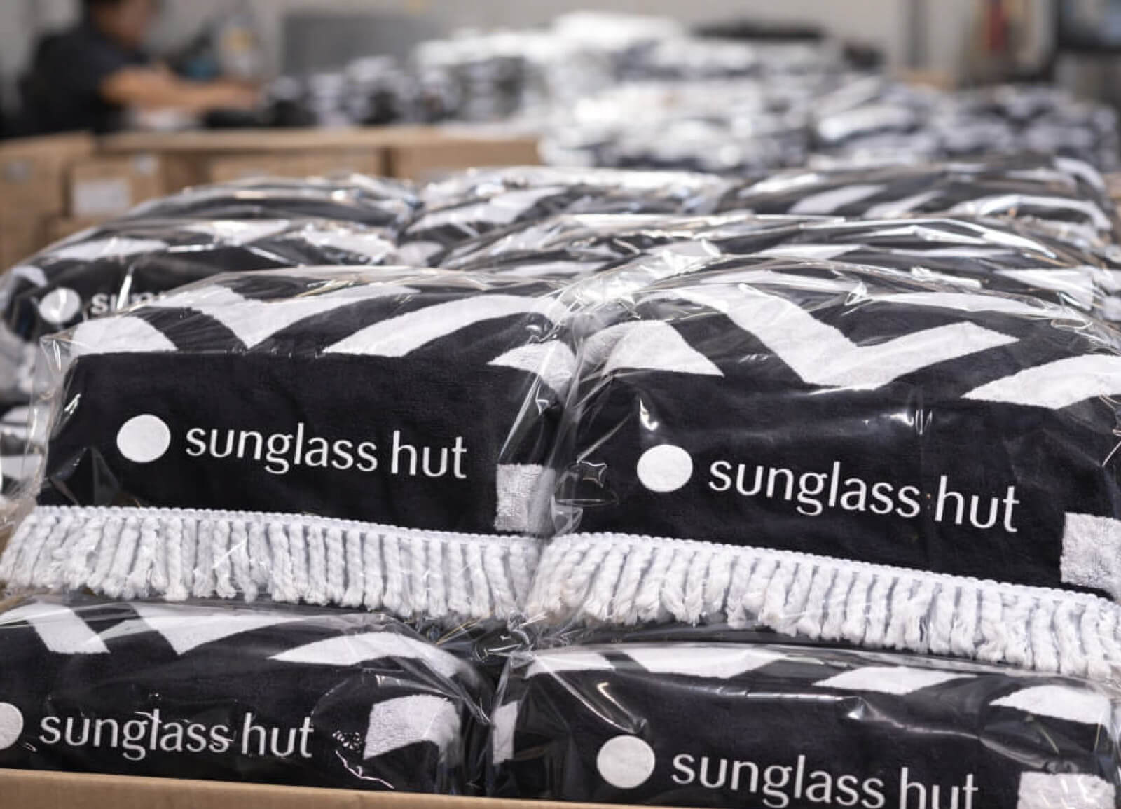 Sunglass Hut campaign packaging prepared for retail distribution