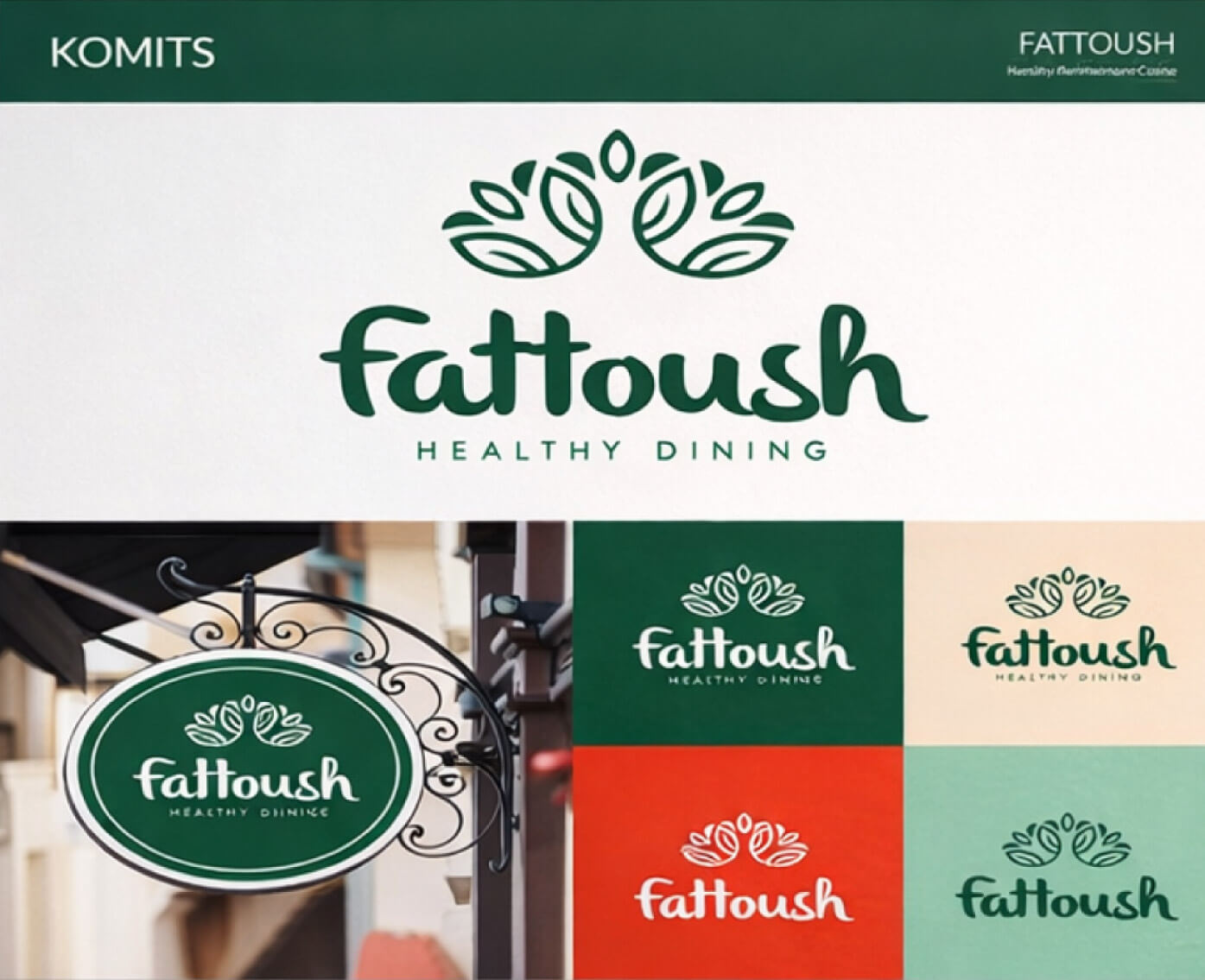 Fattoush Healthy Dining brand identity and logo concept developed by KOMITS